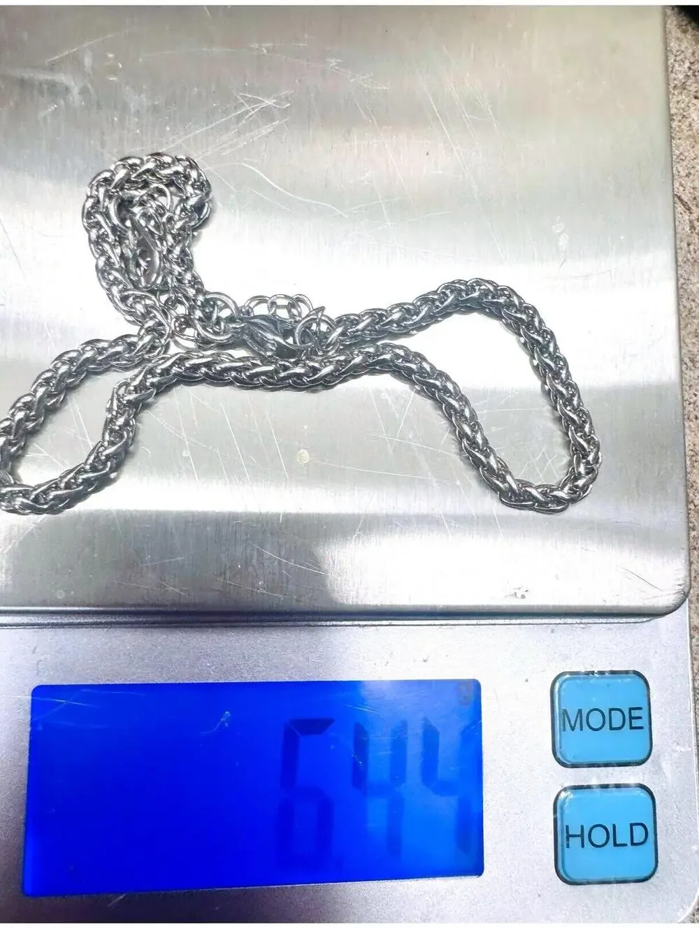 Stainless steel - 316L (surgical steel) men's wheat chain bracelet